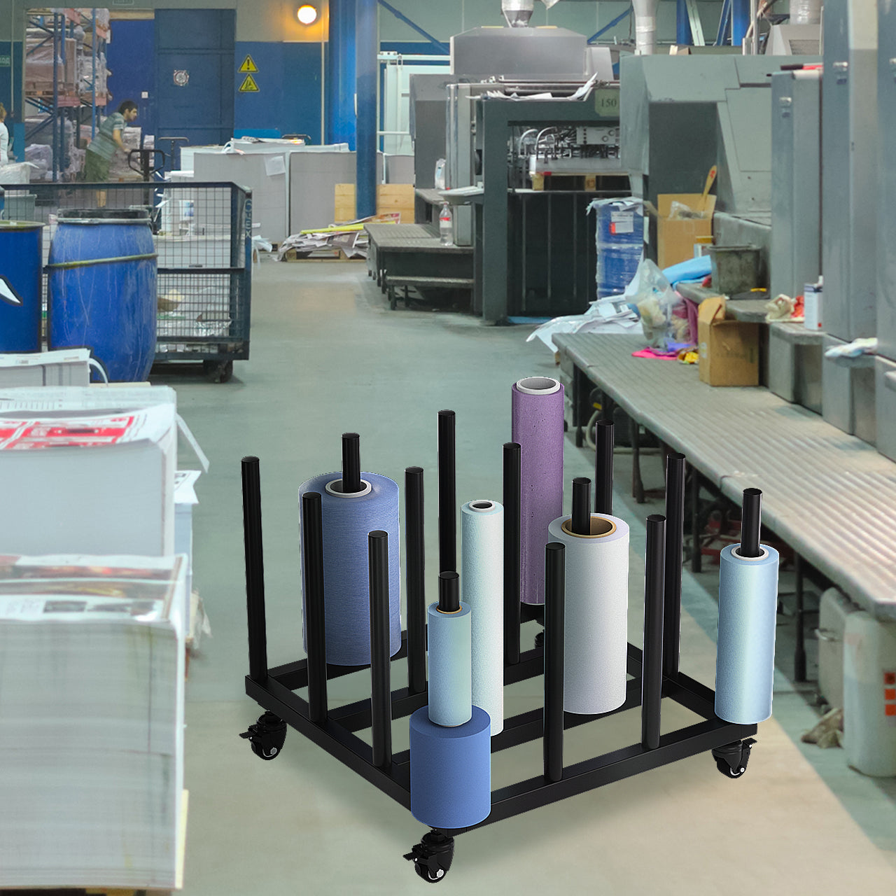 Vinyl Storage Cart Mobile Rack