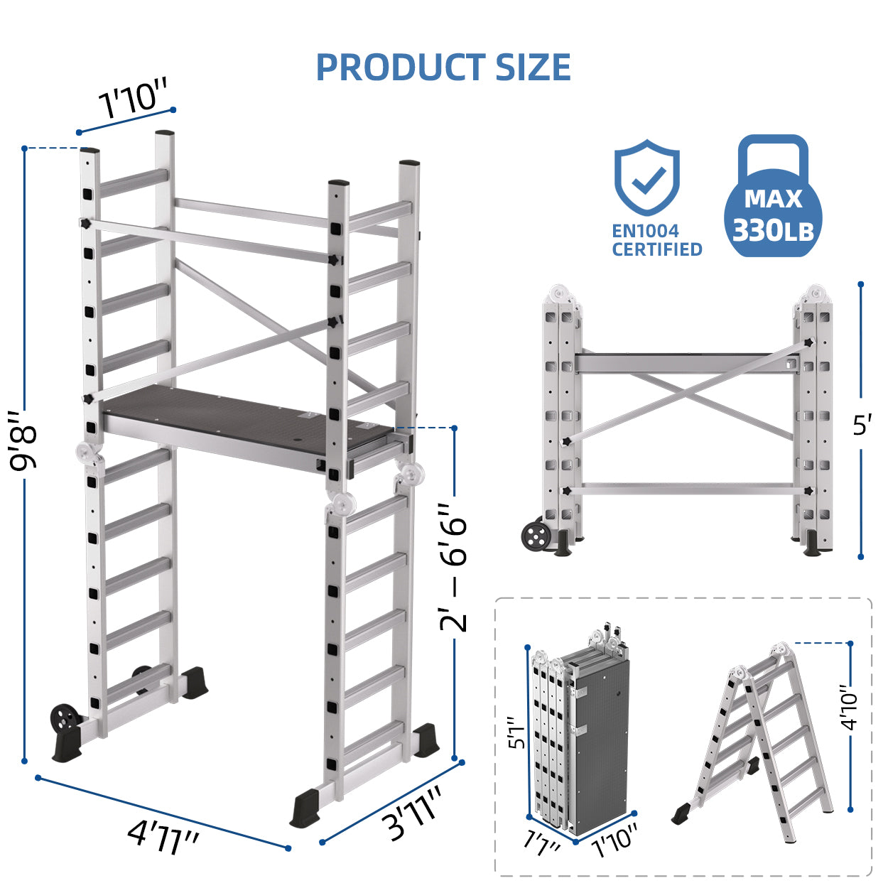Aluminum Foldable Scaffolding Ladder